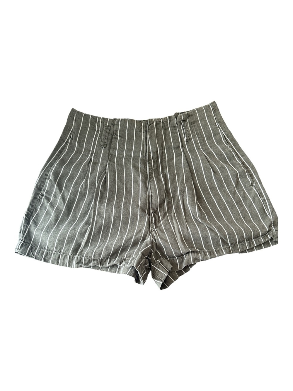 Abercrombie & Fitch Woman High Waisted Green Horizontally Striped Shorts Size M